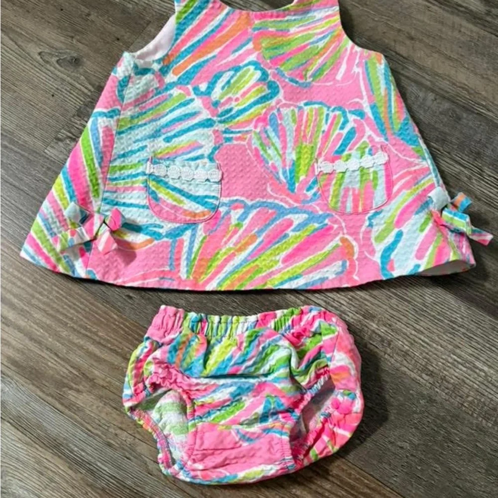 Lilly Pulitzer Pink and Green Kids Dress Set